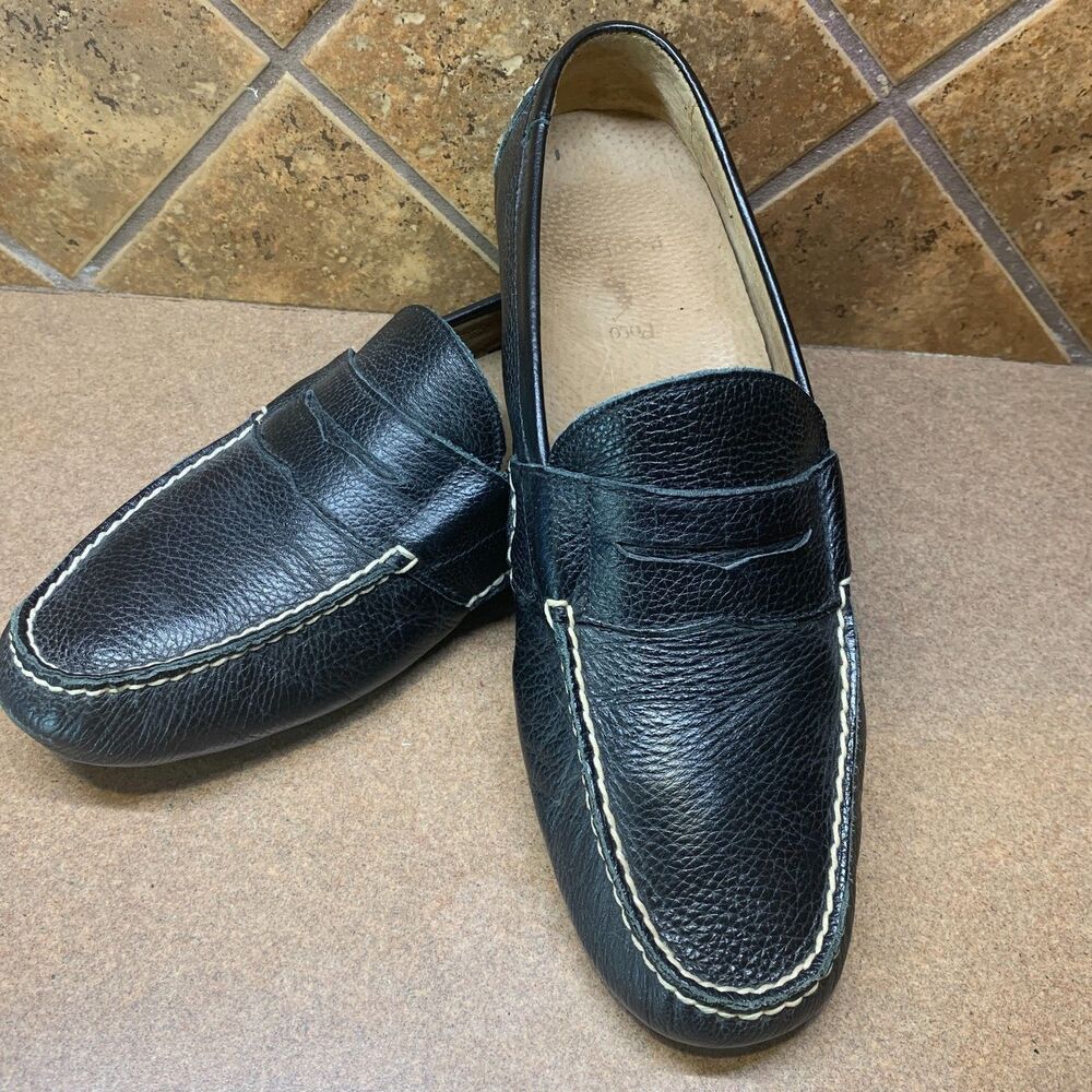 Polo Ralph Lauren Telly Sz 9D Black Leather Casual Penny Loafer Driving Shoes - Picture 2 of 16